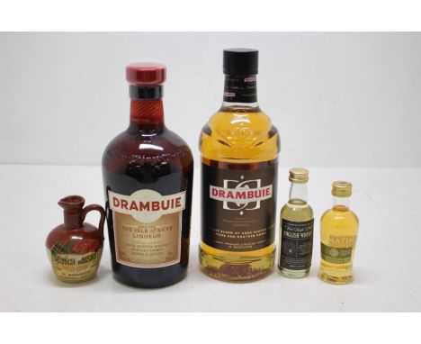 Two Bottles Of Drambuie & A Small Selection Of Whisky Miniatures. To Include Tomatin Scotch Whisky, Dunoon Argyle And A Bottl