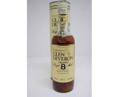 A Bottle Of William Lawson's Glen Deveron 8 Year Old Single Malt Scotch Whisky In Presentation Tube. Tube Is In Good Overall 
