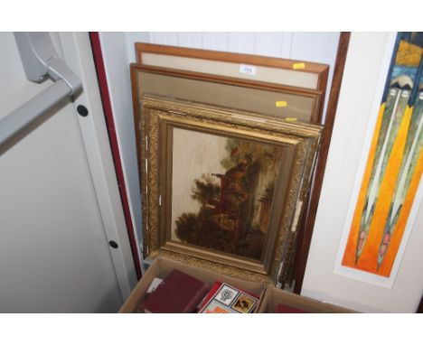 An oil on board study of a country house; together with a pencil sketch and a watercolour study 