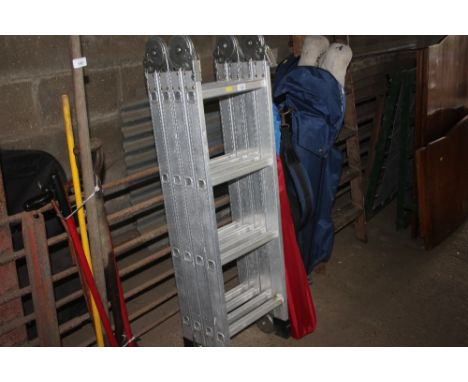 An extending aluminium ladder 