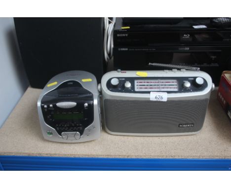 A Roberts radio - lacking power lead; together with a Roberts radio alarm clock
