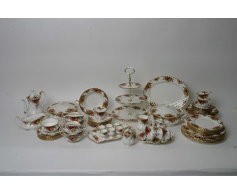 an extensive Royal Albert Old Country Rose pattern, dinner and tea service (date stamp 1) over 60 pieces (no damage) 