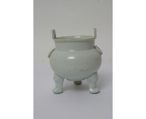A Chinese Qingbai glazed tripod censer in the Song style. Height: 11.5cm approximately