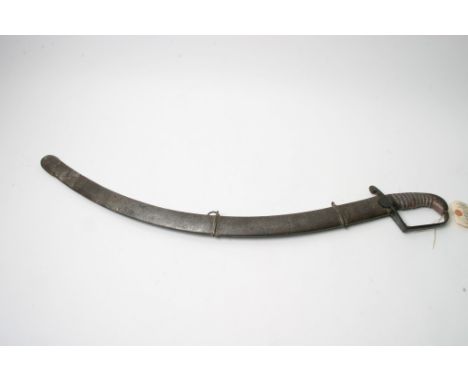 A 1796 pattern light cavalry sabre having steel scabbard, wired shagreen grip and etched curved blade and London maker Pall M