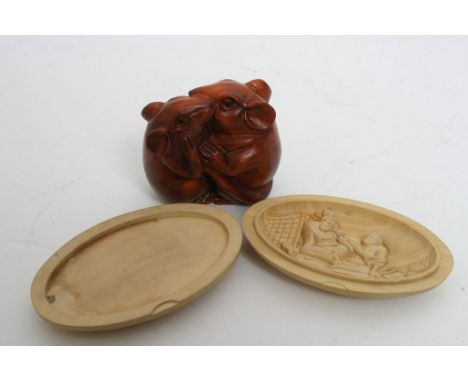 One netsuke and one with an erotic scene  