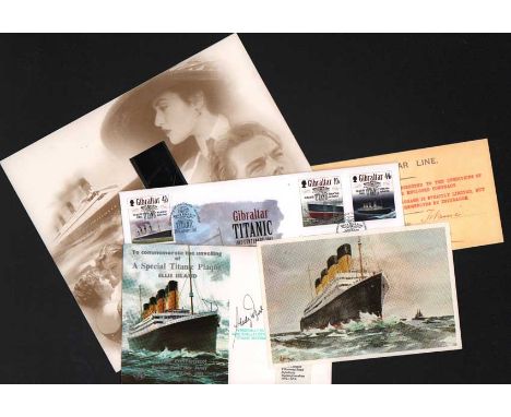 Titanic Memorabilia Collection. A fine selection of bits and bobs consisting of replica First Class ticket, three Rembrandt m