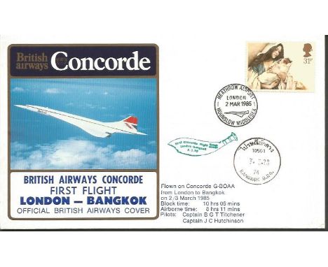  Concorde flown London - Bankok First Flight British Airways official cover 1985     Good condition. All signed items come wi