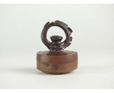 Walter Keeler (British, b.1942)a miniature salt-glaze stoneware vessel with a ring handle, circa 1960-75, impressed WK monogr