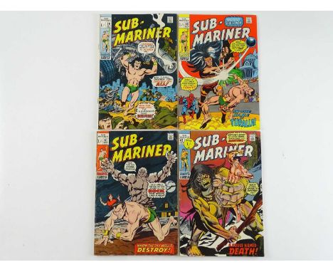 SUB-MARINER #39, 40, 41, 42 - (4 in Lot) - (1971 - MARVEL - UK Price Variant) - Includes Spider-Man appearance - Covers and i