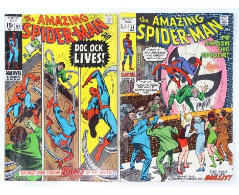 AMAZING SPIDER-MAN #89 &amp; 91 - (2 in Lot) - (1970 - MARVEL - UK Price Variant &amp; UK Cover Price) - Includes Spider-Man 