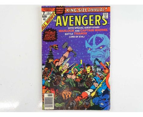 AVENGERS KING-SIZE ANNUAL #7 - (1977 - MARVEL) - Includes "Death" of Adam Warlock + Thanos, Captain Marvel appearances - Jim 