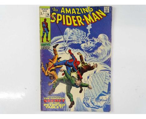 AMAZING SPIDER-MAN #74 - (1969 - MARVEL - UK Price Variant) - Spider-Man and Dr. Curt Connors (Lizard) battle Silvermane and 