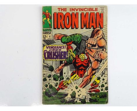 IRON MAN #6 (1968 - MARVEL - UK Cover Price) - Iron Man battles the Crusher - George Tuska cover with Tuska and Johnny Craig 