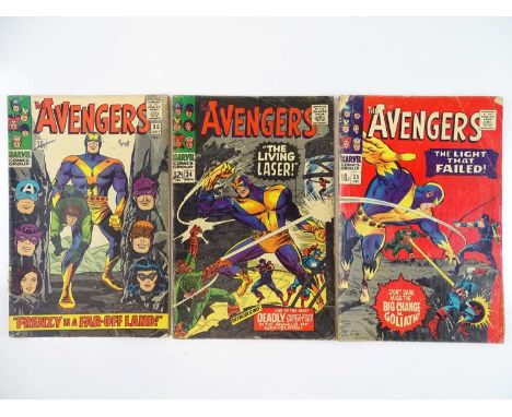 AVENGERS #30, 34, 35 - (3 in Lot) - (1966 - MARVEL - UK Price Variant) - Includes First appearance of the Living Laser + Blac