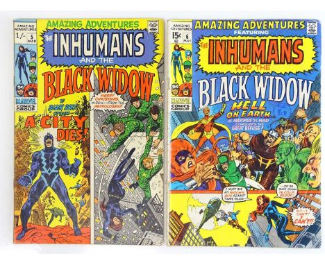 AMAZING ADVENTURES: INHUMANS &amp; BLACK WIDOW #5 &amp; 6 - (2 in Lot) - (1971 - MARVEL - UK Cover Price &amp; UK Price Varia
