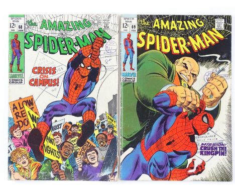 AMAZING SPIDER-MAN #68 &amp; 69 - (2 in Lot) - (1969 - MARVEL - UK Cover Price) - Includes Kingpin appearance - John Romita S