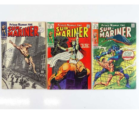 SUB-MARINER #7, 9, 10 - (3 in Lot) - (1968/69 - MARVEL - US Price &amp; UK Cover Price) - Includes Partial photographic cover