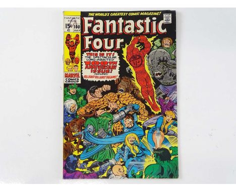 FANTASTIC FOUR #100 (1970 - MARVEL - UK Cover Price) - Milestone issue with Classic Cover +  Mad-Thinker, Puppet Master appea