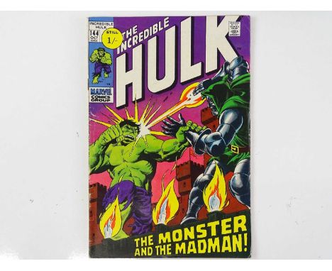 INCREDIBLE HULK #144 (1971 - MARVEL - UK Price Variant) - Classic Cover + Doctor Doom &amp; Iron Man appearances - Herb Trimp