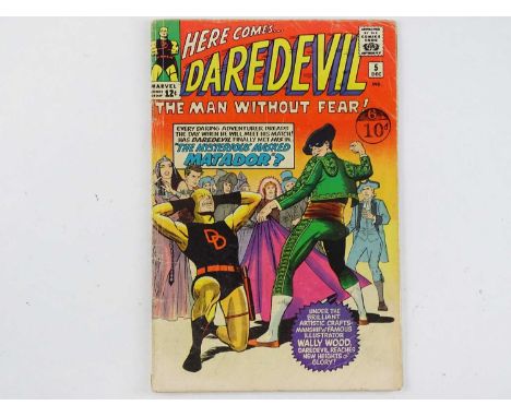 DAREDEVIL #5 - (1964 - MARVEL - UK Cover Price) - Daredevil battles the Matador + Costume change for Daredevil: the D on his 