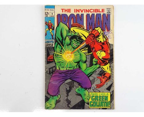 IRON MAN #9 (1969 - MARVEL - UK Cover Price) - Iron Man battles an android disguised as the Hulk + Mandarin appearance - Geor