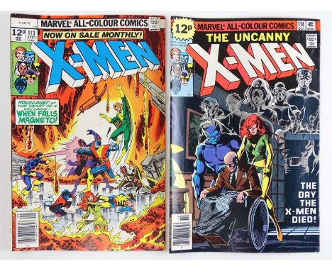 UNCANNY X-MEN #113 &amp; 114 - (2 in Lot) - (1978 - MARVEL - UK Price Variant) - First use of "Uncanny" in the title + Sauron