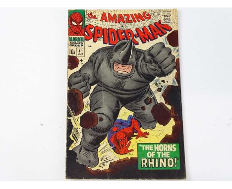 AMAZING SPIDER-MAN #41 - (1966 - MARVEL - UK Price Variant) - First appearance of the Rhino - John Romita Sr. Cover and Inter