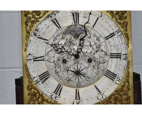 A 19th Century mahogany and oak cased longcase clock having 8 day movement with brass and silvered moonphase dial named for F