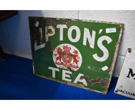 A vintage enamelled sign, Lipton's Tea, approx 33 x 42cm