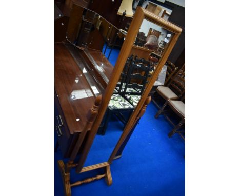 A modern pine cheval mirror