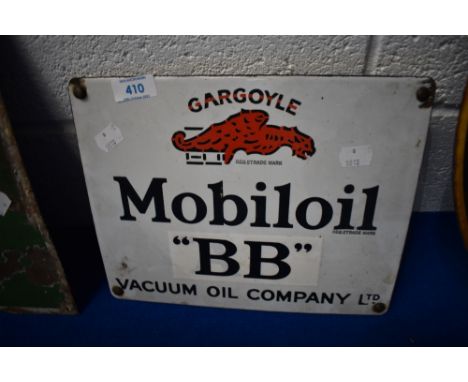 A vintage enamelled sign, Mobil Oil, width approx. 28cm