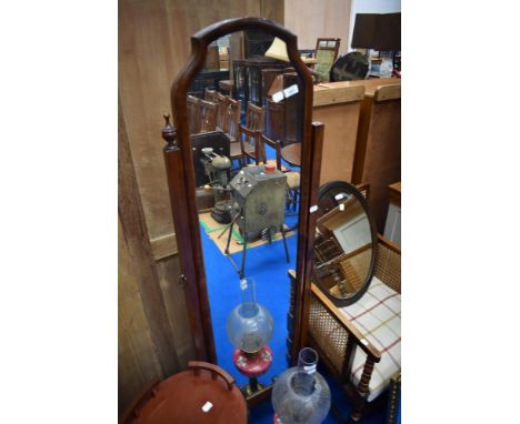 An early 20th Century mahogany cheval mirror