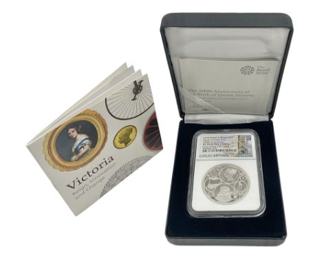 The Royal Mint United Kingdom 2019 silver proof piedfort five pound coin, encapsulated by NGC, with certificate