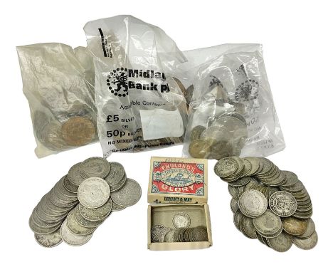 Approximately 550 grams of pre 1947 Great British silver coins including two shillings and one shilling, various other pre de