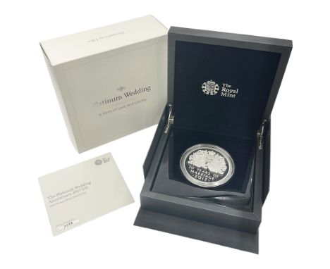 The Royal Mint United Kingdom 2017 'The Platinum Wedding Anniversary' five ounce fine silver proof coin, cased with certifica