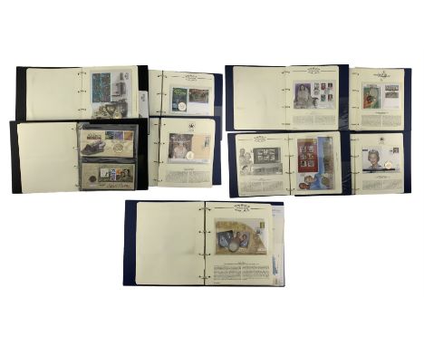 Coin and stamp first day covers, including five pound coin, commemorative crowns, two pound coins etc, commemorating various 