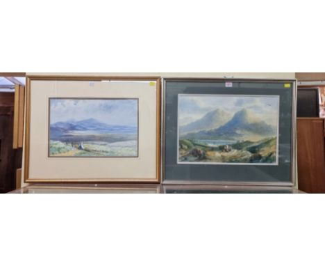 Sidney Edward Paget, figures at rest at a&nbsp;Scottish loch, signed, watercolour, 32 x 47.5cm; together with another waterco