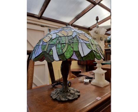 A Tiffany style stained glass table lamp, 54cm high.&nbsp; 