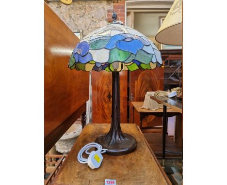 A Tiffany style stained glass table lamp, 58cm high.&nbsp; 