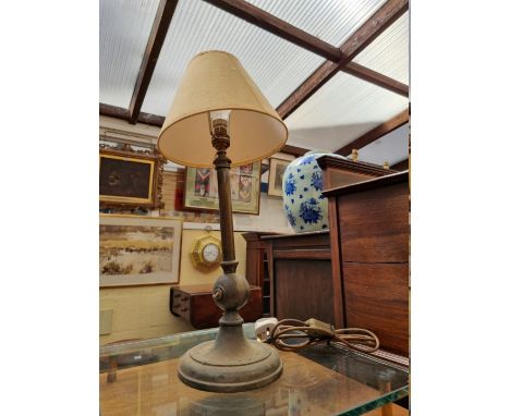 (ML) A vintage lacquered brass WAS Benson style articulated table lamp, stamped to the base 'R.W.B. 2877', height including s