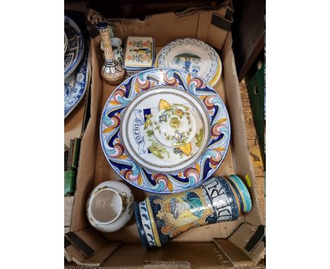 A collection of continental tin glazed pottery, to&nbsp;include Quimper. 