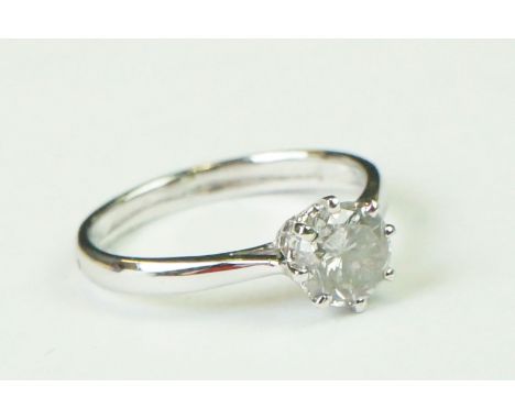 18ct white gold single stone diamond ring of 73 points exact weight 