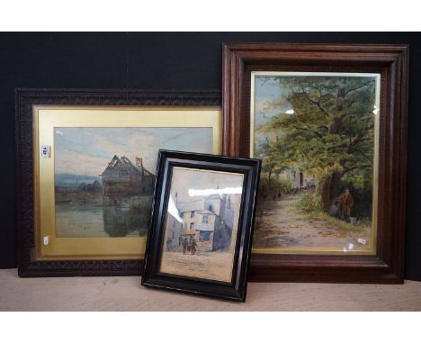Alfred O Townsend (1846-1917) Three Landscape Watercolours, one dated 1898 and one dated 1894, largest 37cm x 55cm, all frame