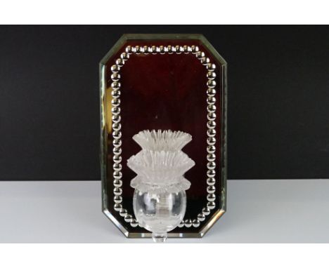 Late 19th / Early 20th century Bevelled Edge Girandole Mirror with single hinged glass candle / lamp holder with crimped ring