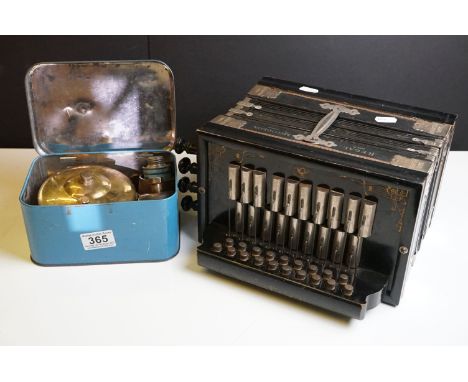 Early 20th century German ' Regal Melodeon ' Accordion together with Optimus Paraffin Camping Stove No. OOL in it's Original 