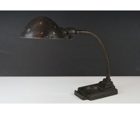 Art Deco ' Rex Electric Co ' Gooseneck Metal Desk Lamp 