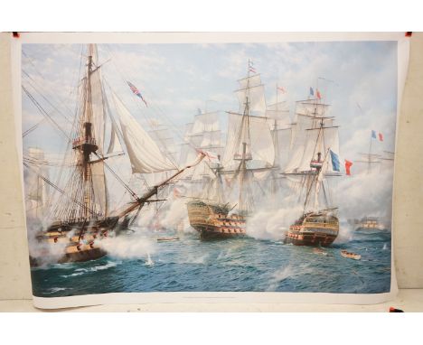 Steven Dews (British b. 1949) Gouttelette Limited Edition Print titled ' Temeraire opens fire, Battle of Trafalgar 21st Octob