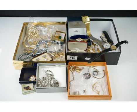 Collection of vintage and contemporary jewellery and watches, featuring a Boxed gents Tissot PR 50 watch with guarantee, 2 x 