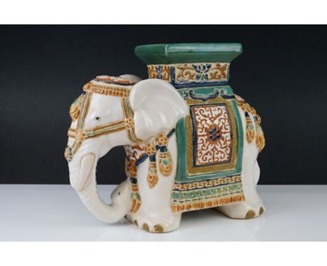 Ceramic Elephant Stand / Foot Stool, 27cm high 