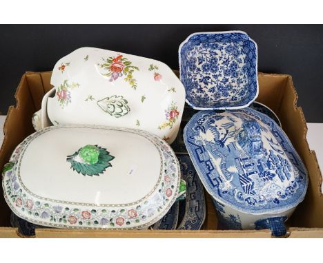 Collection of Ceramics including Large Copeland Spode Lidded Tureen, Bristol Pottery Lidded Tureen, Chinese porcelain Blue an